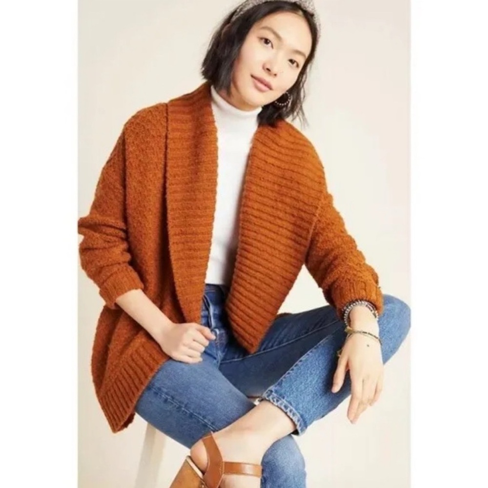 ANTHROPOLOGIE Denise Textured Cocoon Cardigan in Honey